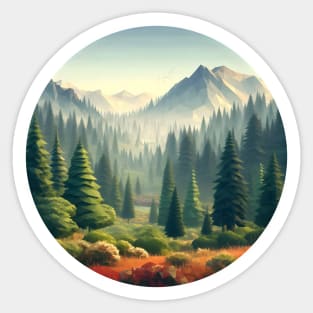 Low Poly Pine Forest Sticker